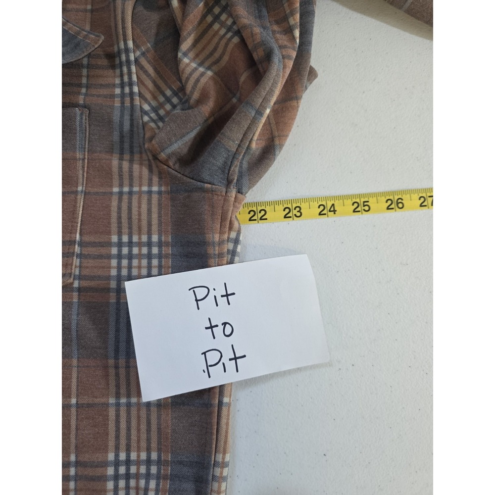 Fundamental Coast Mens Medium Plaid Long Sleeve Button Up Shirt Brown Casual - Picture 9 of 10
